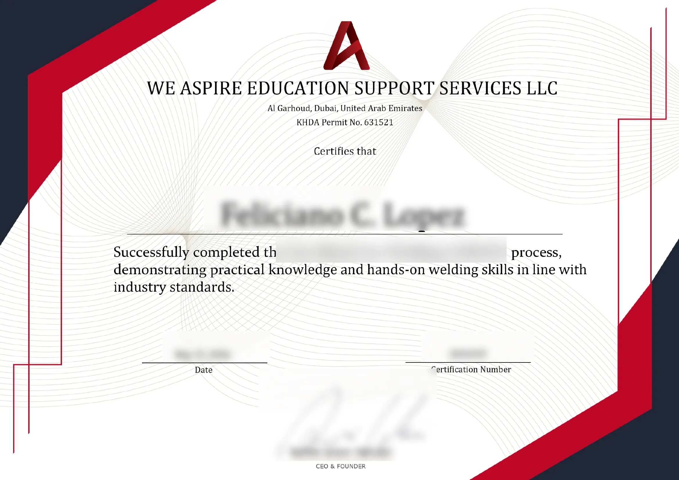 Blurred certificate website